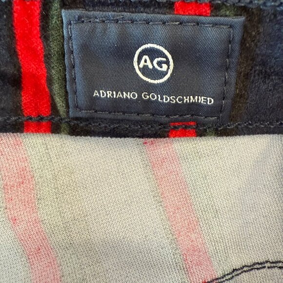 AG Jeans Jodi High Rise Slim Flare Crop Button Up Velvet Blue Green Red Striped - Picture 7 of 8